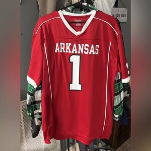 Hanes Red Arkansas Number 1 Jersey